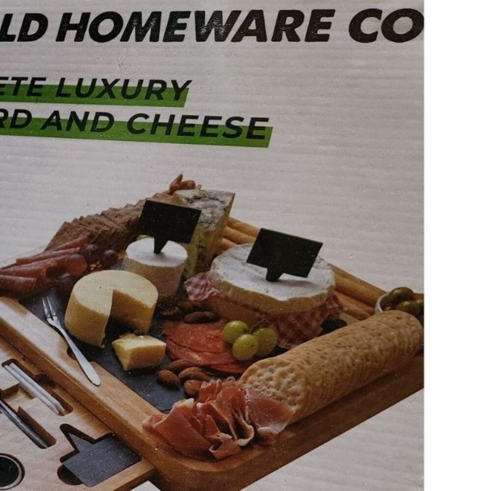 Bamboo Cheese Board Gift Set, Wooden Charcuterie Board Meat and Cheese Platter